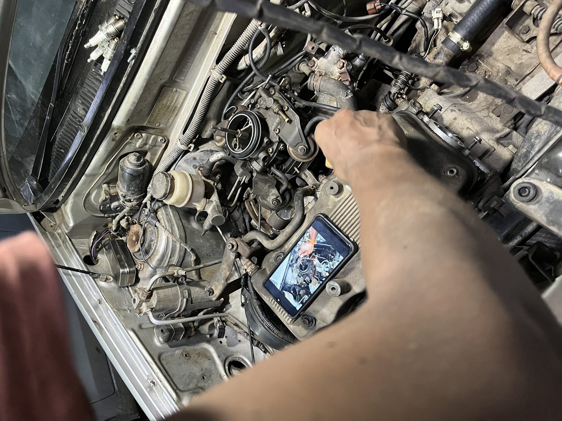 Engine work — referencing diagram on phone